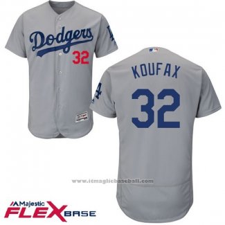 Maglia Baseball Uomo Los Angeles Dodgers Jackie Robinson Autentico Collection Grigio Flex Base