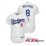 Maglia Baseball Uomo Los Angeles Dodgers Manny Machado Flex Base Autentico Collezione Home Bianco