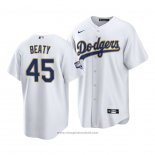 Maglia Baseball Uomo Los Angeles Dodgers Matt Beaty 2021 Gold Program Replica Bianco