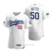 Maglia Baseball Uomo Los Angeles Dodgers Mookie Betts Autentico 2020 Primera Bianco