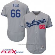 Maglia Baseball Uomo Los Angeles Dodgers Yasiel Puig Autentico Collection Grigio Flex Base