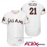 Maglia Baseball Uomo Miami Marlins 21 Christian Yelich Bianco 2017 Flex Base