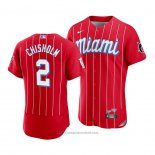 Maglia Baseball Uomo Miami Marlins Jazz Chisholm 2021 City Connect Autentico Rosso