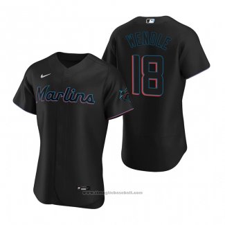 Maglia Baseball Uomo Miami Marlins Joey Wendle Autentico Alternato Nero