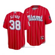 Maglia Baseball Uomo Miami Marlins Jorge Alfaro 2021 City Connect Replica Rosso