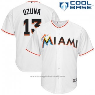 Maglia Baseball Uomo Miami Marlins Marcell Ozuna Bianco Cool Base