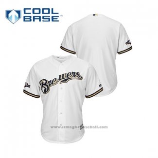 Maglia Baseball Uomo Milwaukee Brewers 2019 Postseason Cool Base Bianco