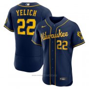 Maglia Baseball Uomo Milwaukee Brewers Christian Yelich 50th Season Alternato Autentico Blu