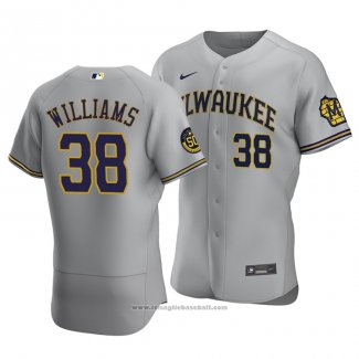 Maglia Baseball Uomo Milwaukee Brewers Devin Williams Autentico Road Grigio