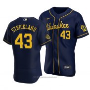 Maglia Baseball Uomo Milwaukee Brewers Hunter Strickland Autentico Alternato Blu