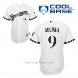 Maglia Baseball Uomo Milwaukee Brewers Jean Segura 9 Bianco Home Cool Base