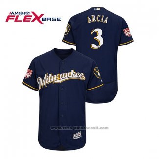 Maglia Baseball Uomo Milwaukee Brewers Orlando Arcia 2019 Allenamento Primaverile Flex Base Blu