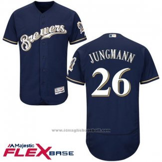 Maglia Baseball Uomo Milwaukee Brewers Taylor Jungmann Blu Autentico Collection Flex Base