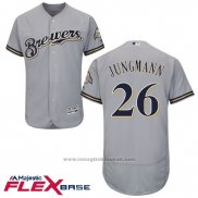 Maglia Baseball Uomo Milwaukee Brewers Taylor Jungmann Grigio Autentico Collection Flex Base