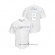 Maglia Baseball Uomo Milwaukee Brewers Trent Grish 2019 Players Weekend Replica Bianco