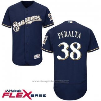 Maglia Baseball Uomo Milwaukee Brewers Wily Peralta Blu Autentico Collection Flex Base