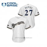 Maglia Baseball Uomo Milwaukee Brewers Zach Davies 2019 Postseason Cool Base Bianco