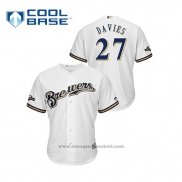 Maglia Baseball Uomo Milwaukee Brewers Zach Davies 2019 Postseason Cool Base Bianco