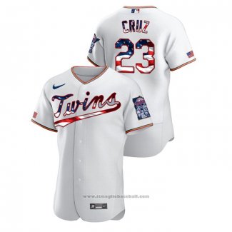 Maglia Baseball Uomo Minnesota Twins Nelson Cruz 2020 Stars & Stripes 4th of July Bianco