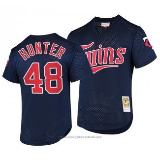 Maglia Baseball Uomo Minnesota Twins Torii Hunter Cooperstown Collection Batting Practice Mesh Blu