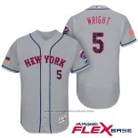 Maglia Baseball Uomo New York Mets 2017 Stelle e Strisce David Wright Grigio Flex Base