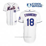 Maglia Baseball Uomo New York Mets Darryl Strawberry 18 Bianco Alternato Cool Base
