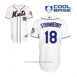 Maglia Baseball Uomo New York Mets Darryl Strawberry 18 Bianco Alternato Cool Base