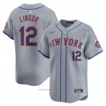 Maglia Baseball Uomo New York Mets Francisco Lindor Away Limited Grigio