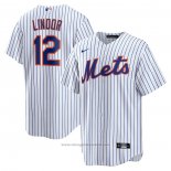 Maglia Baseball Uomo New York Mets Francisco Lindor Primera Replica Bianco