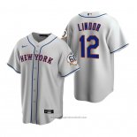 Maglia Baseball Uomo New York Mets Francisco Lindor Replica Grigio