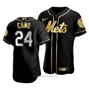 Maglia Baseball Uomo New York Mets Robinson Cano Golden Edition Autentico Nero