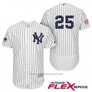 Maglia Baseball Uomo New York Yankees 2017 Stelle e Strisce Mark Teixeira Bianco Flex Base