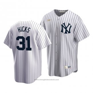 Maglia Baseball Uomo New York Yankees Aaron Hicks Cooperstown Collection Primera Bianco