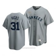 Maglia Baseball Uomo New York Yankees Aaron Hicks Cooperstown Collection Road Grigio