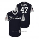Maglia Baseball Uomo New York Yankees Jordan Montgomery 2018 LLWS Players Weekend Monty Blu
