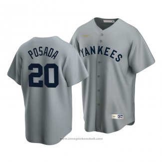 Maglia Baseball Uomo New York Yankees Jorge Posada Cooperstown Collection Road Grigio