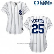 Maglia Baseball Uomo New York Yankees Mark Teixeira 25 Bianco Cool Base