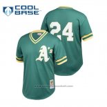 Maglia Baseball Uomo Oakland Athletics Rickey Henderson Cooperstown Collezione Mesh Batting Practice Verde