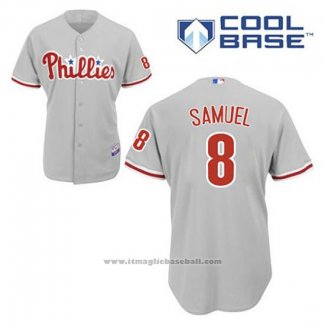 Maglia Baseball Uomo Philadelphia Phillies Juan Samuel 8 Grigio Cool Base