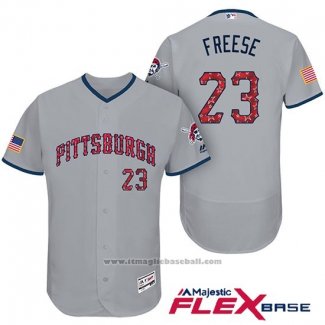 Maglia Baseball Uomo Pittsburgh Pirates 2017 Stelle e Strisce David Freese Grigio Flex Base