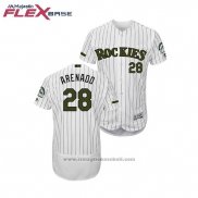 Maglia Baseball Uomo Rockies Nolan Arenado 2018 Memorial Day Flex Base Bianco