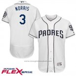 Maglia Baseball Uomo San Diego Padres 3 Derek Norris Bianco 2017 Flex Base
