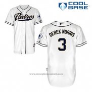 Maglia Baseball Uomo San Diego Padres Derek Norris 3 Bianco Home Cool Base