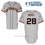 Maglia Baseball Uomo San Francisco Giants Buster Posey 28 Grigio Cool Base