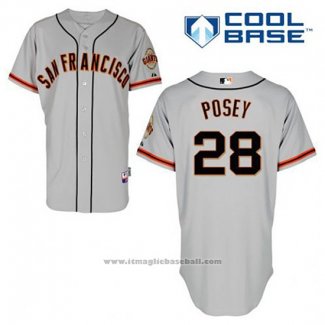 Maglia Baseball Uomo San Francisco Giants Buster Posey 28 Grigio Cool Base