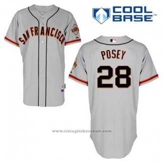 Maglia Baseball Uomo San Francisco Giants Buster Posey 28 Grigio Cool Base