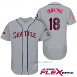 Maglia Baseball Uomo Seattle Mariners 2017 Stelle e Strisce Hisashi Iwakuma Grigio Flex Base