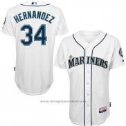 Maglia Baseball Uomo Seattle Mariners 34 Felix Hernandez Bianco Home 6300