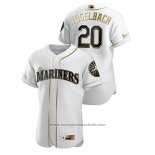 Maglia Baseball Uomo Seattle Mariners Daniel Vogelbach Golden Edition Autentico Bianco