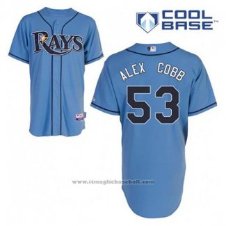 Maglia Baseball Uomo Tampa Bay Rays Alex Cobb 53 Blu Alternato Cool Base